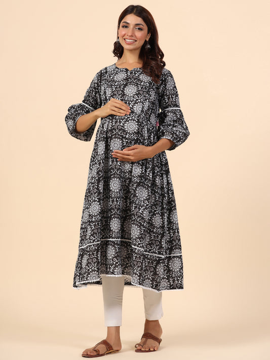 Nightingale Black Maternity & Nursing Kurta