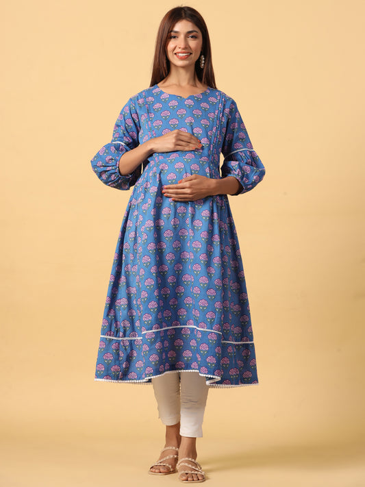 Nautical Rose Maternity & Nursing Kurta
