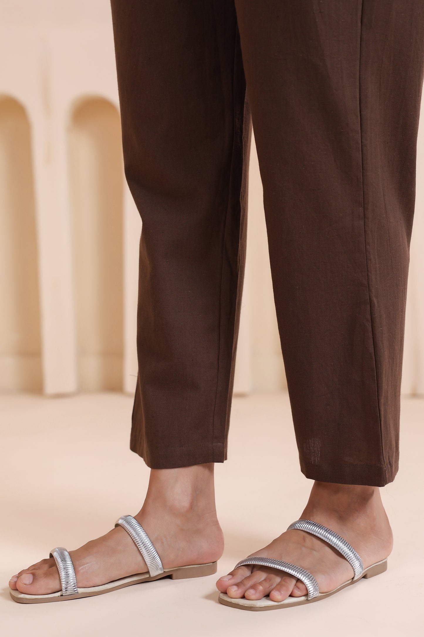 Cocoa Brown Cotton High Rise Maternity Pant