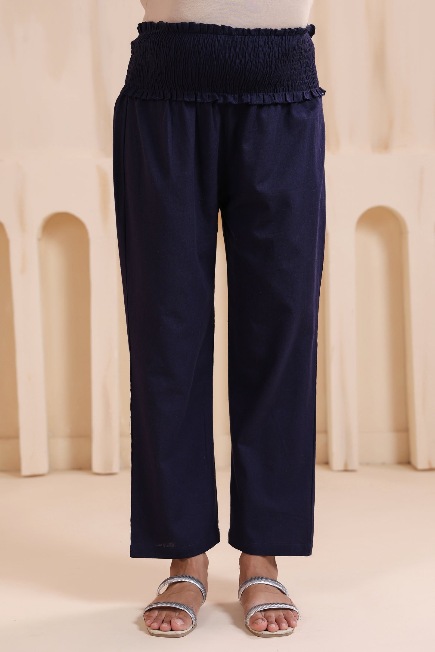 Sailing Blue Cotton High Rise Maternity Pant