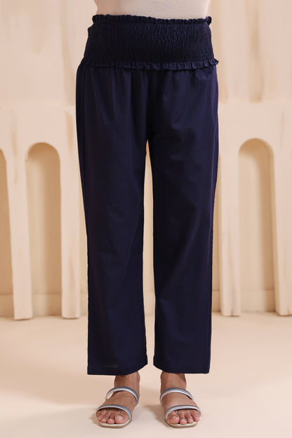 Sailing Blue Cotton High Rise Maternity Pant