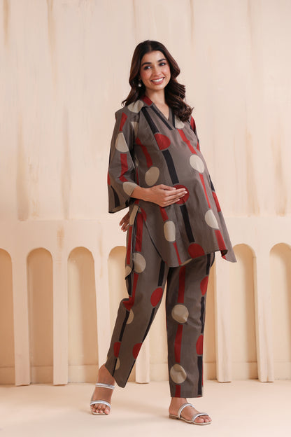 Tribal Echo Grey Maternity & Nursing Co-ord Set
