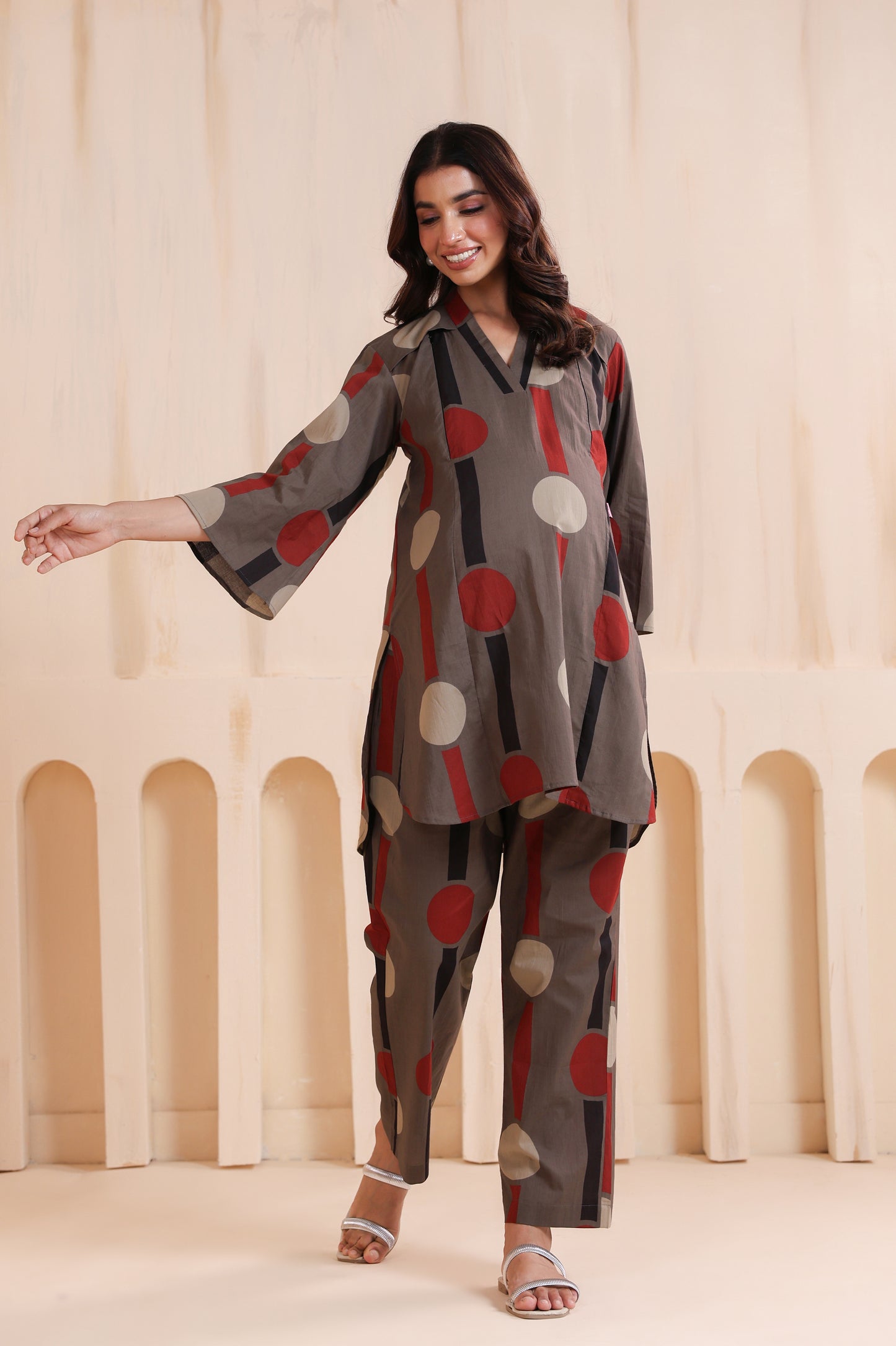 Tribal Echo Grey Maternity & Nursing Co-ord Set