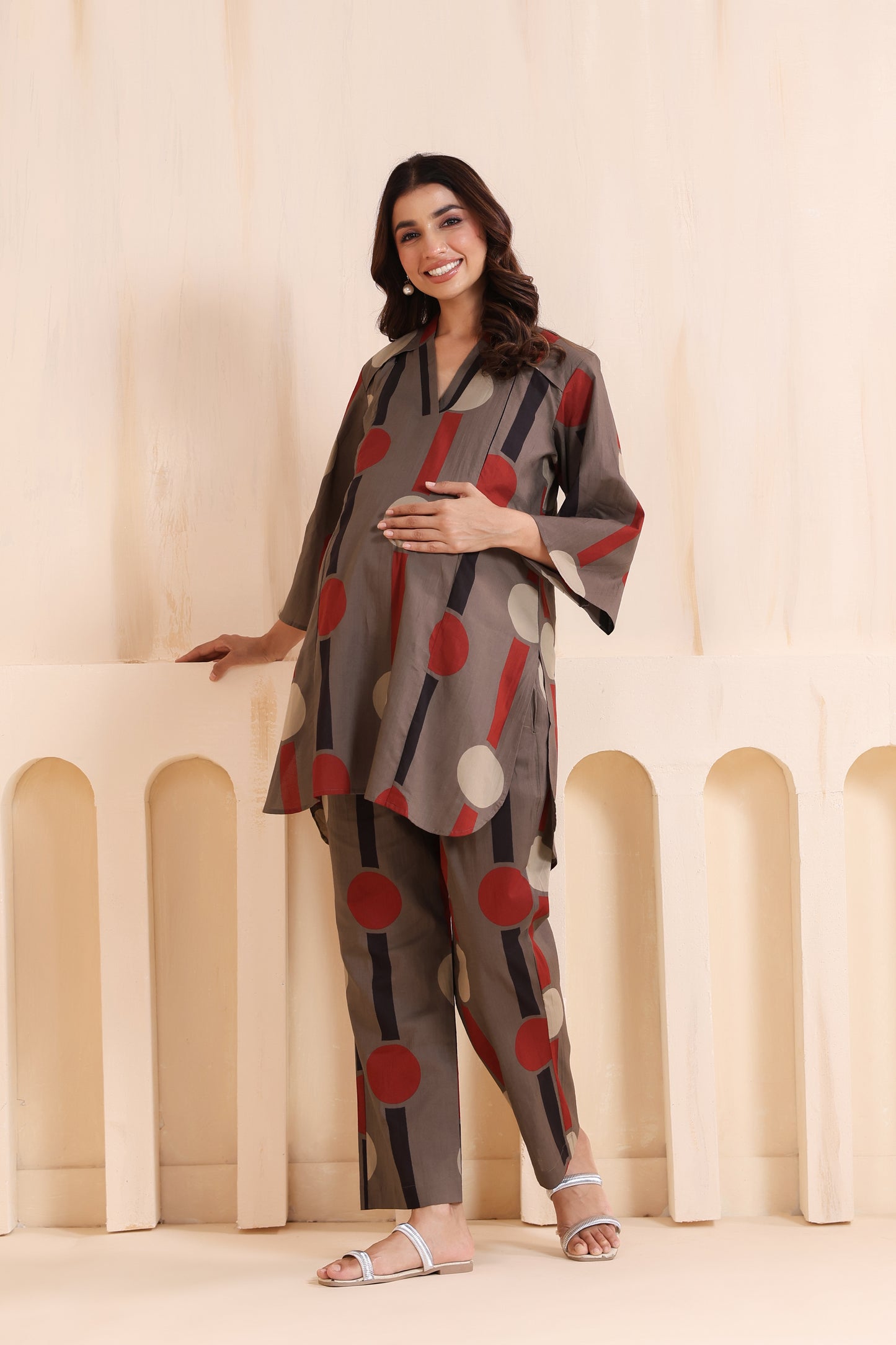 Tribal Echo Grey Maternity & Nursing Co-ord Set