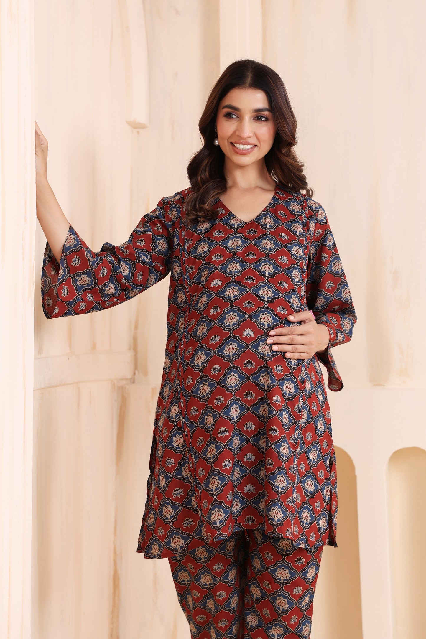 Crimson Breeze Maternity & Nursing Co-ord Set