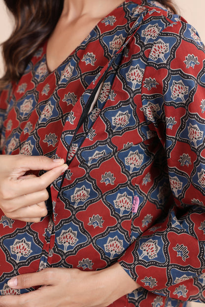 Crimson Breeze Maternity & Nursing Co-ord Set