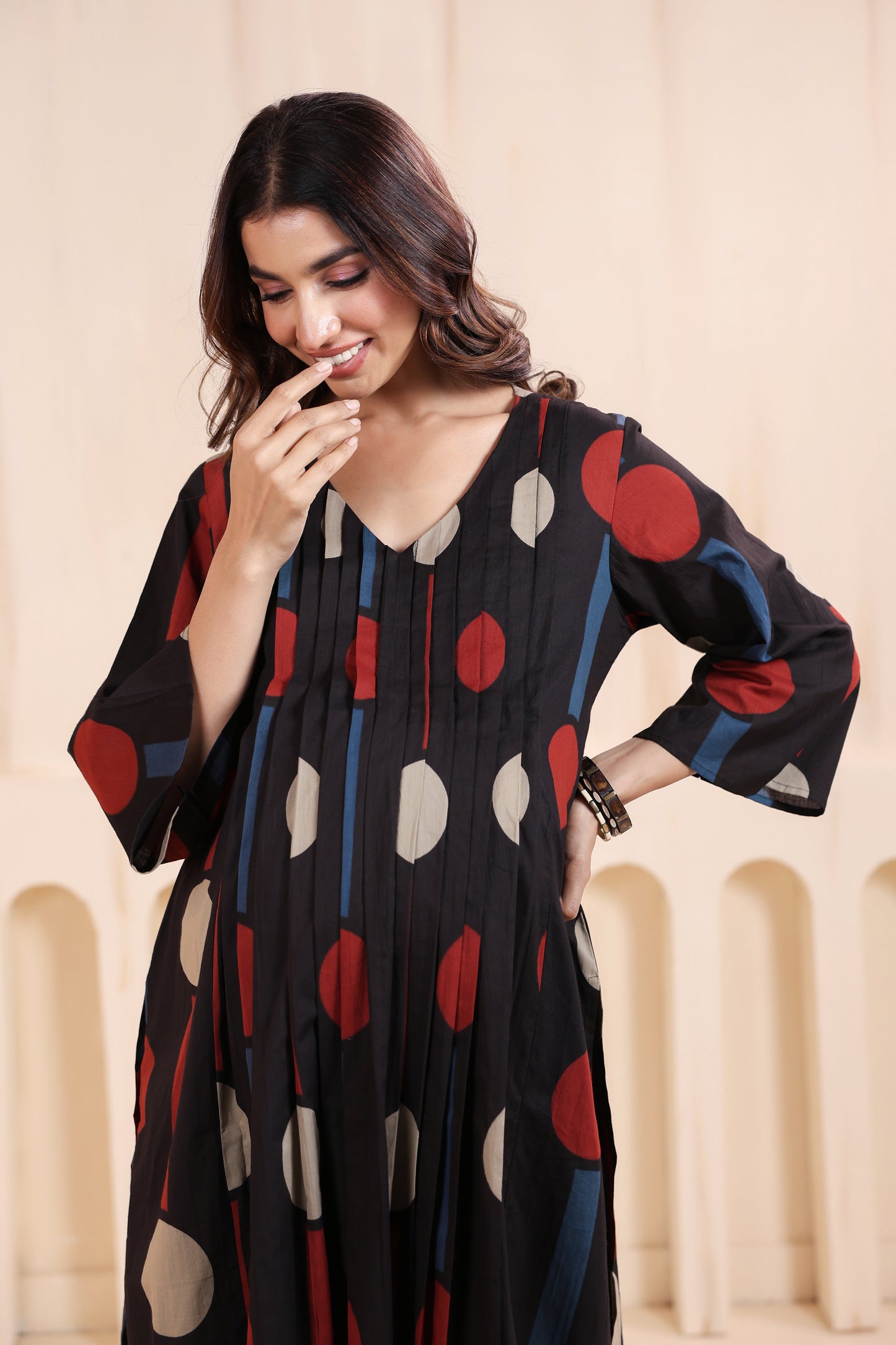 Tribal Echo Black Maternity & Nursing Kurta Set