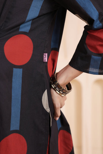 Tribal Echo Black Maternity & Nursing Kurta Set