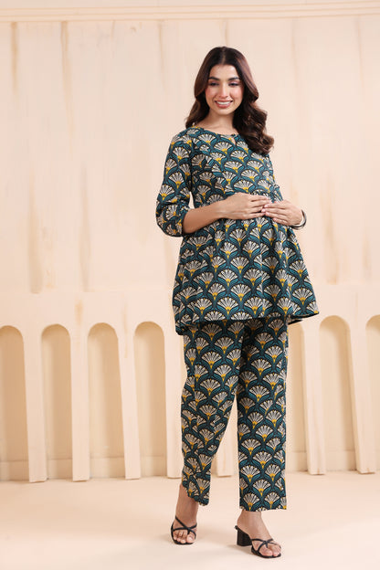 Black Bloom Maternity & Nursing Set