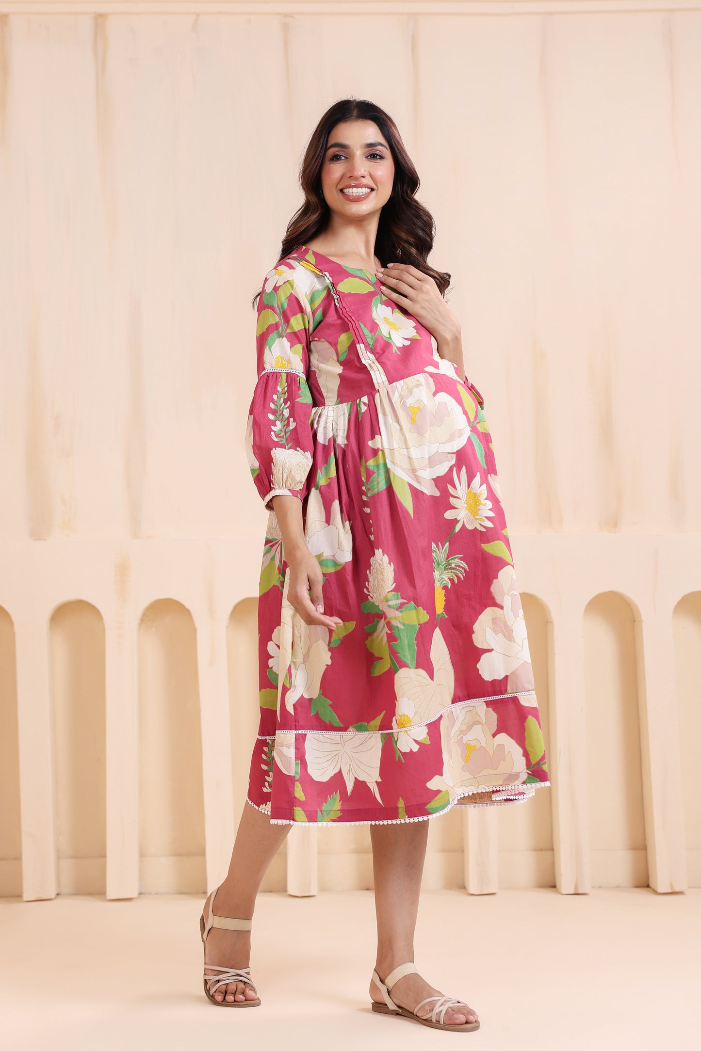 Desert Rose Pink Maternity & Nursing Dress