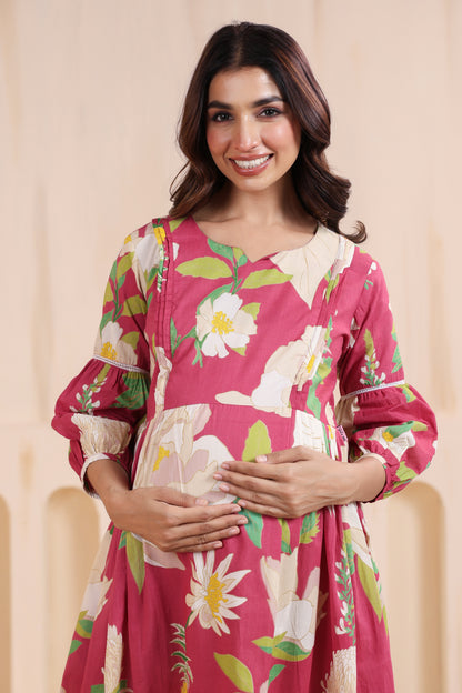 Desert Rose Pink Maternity & Nursing Dress