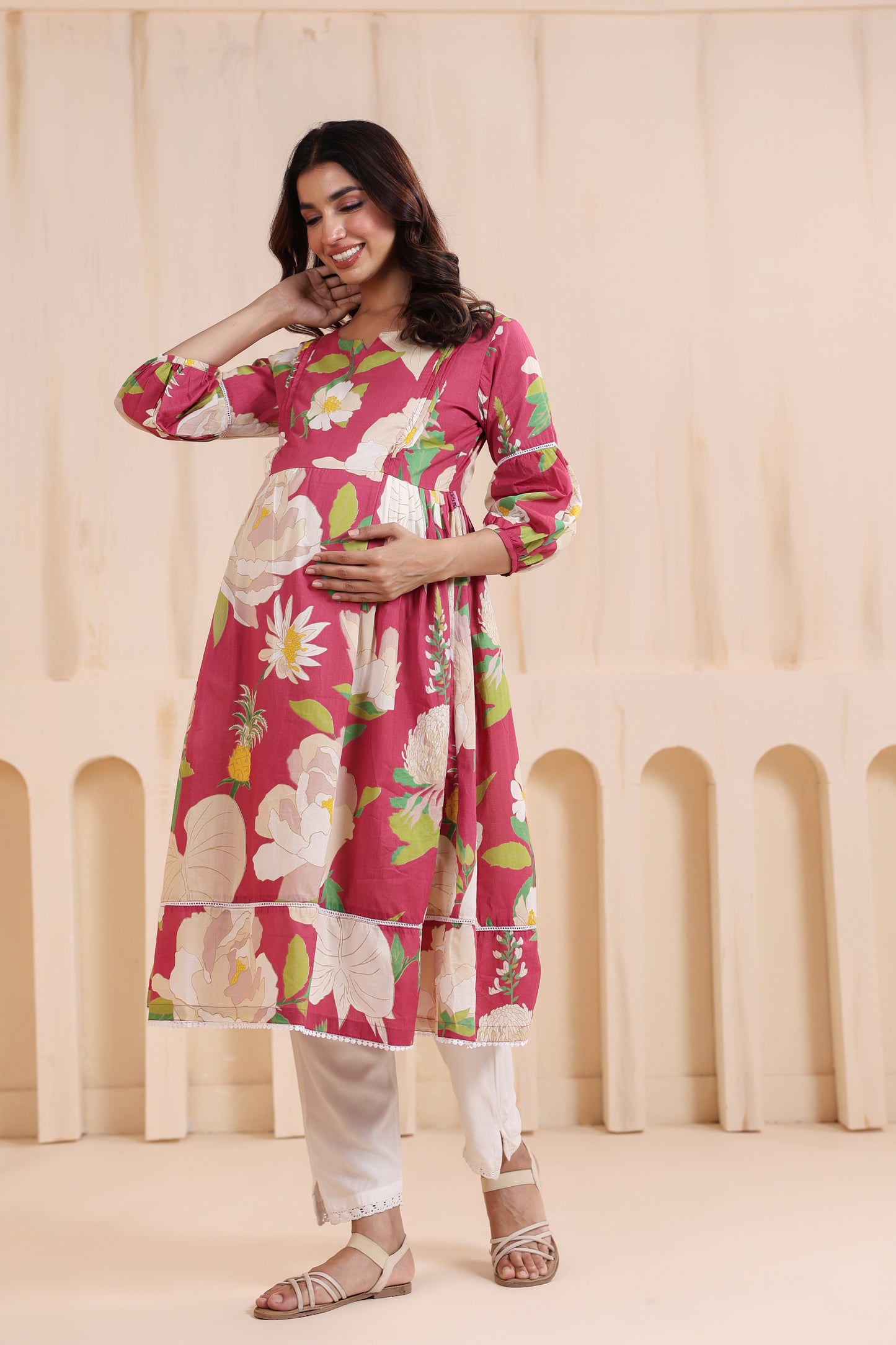 Desert Rose Pink Maternity & Nursing Kurta