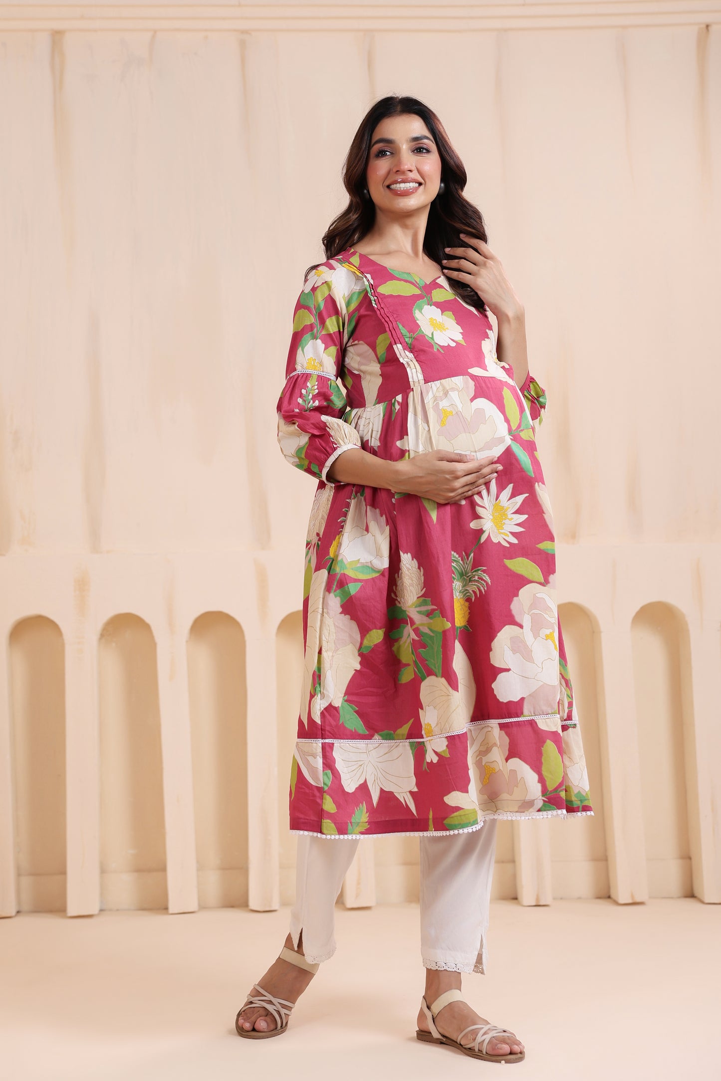 Desert Rose Pink Maternity & Nursing Kurta